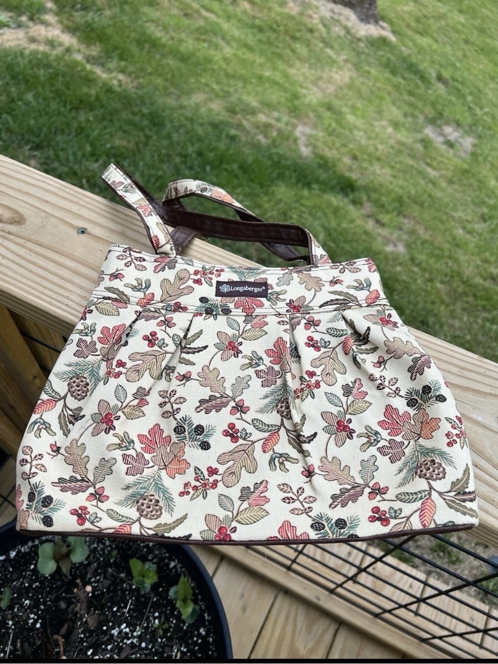 Longaberger Homestead Autumn Path Handbag Purse With Wallet/checkbook